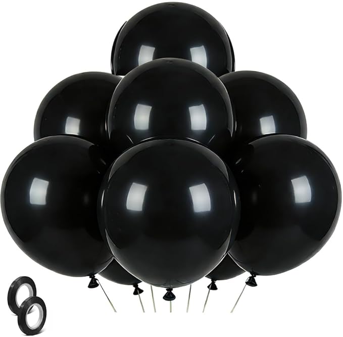 Black Balloons Party Decorations 30 Pack 18 inch Round Halloween Latex Balloons for Black Themed Wedding Graduation Anniversary Birthday Party Backdrop Decorations