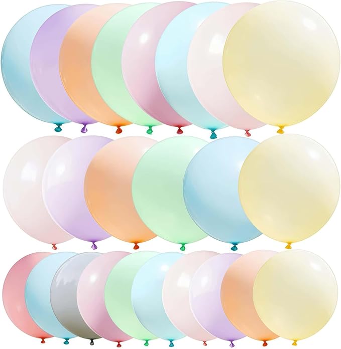 50 Pack Pastel Balloons 18 24 36 Inch Macaron Rainbow Colors balloon Various Sizes, for Baby Shower, Birthday, Wedding, Easter Party Decorations