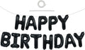 TONIFUL Black Happy Birthday Balloons Banner 16 Inch Mylar Foil Letters Birthday Sign Banner Bunting Reusable for 30th 40th 50th 60th Adults and Halloween Supplies