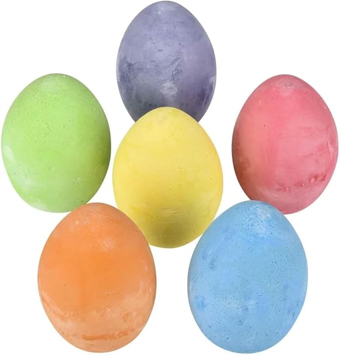 6-Pack Easter Egg Chalk, Sidewalk Chalk for Kids, Easter Basket Stuffers Gifts Fillers, Perfect For Easter Egg Hunt, Party Favors, 2.5" Inch