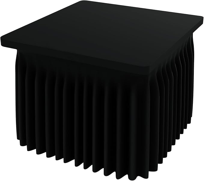 Smiry Spandex Tablecloth, Elastic Fitted Stretch Tablecloth for 3FT Rectangle Tables, Waterproof Washable Table Cover Skirt for Outdoor, Wedding, Banquet & Parties (Black, 34Lx34Wx30H Inch)