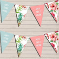Watercolour Tropical Floral Hawaiian Beach Lei Luau Pretty Personalized Birthday Party Bunting - Hanging Party Decoration - Birthday Party Banner Garland | Decorative Party Supplies