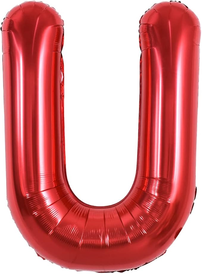TONIFUL 40 Inch Large Bright Red Letter Balloons A-Z, Giant Jumbo Helium Foil Mylar Big Letter U Balloons for Birthday Party Anniversary Wedding Decorations