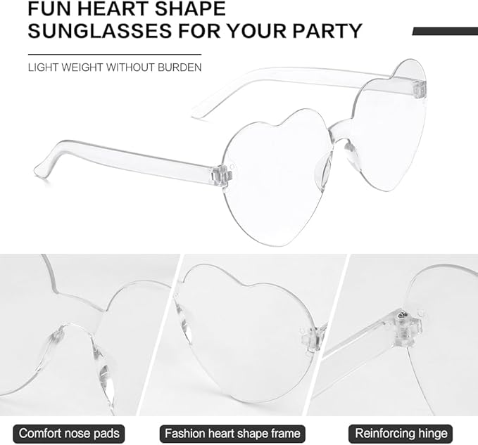 Heart Sunglasses 2 Pairs Heart Shaped Sunglasses Womens Heart Glasses Rave Sunglasses for Women Party Favors