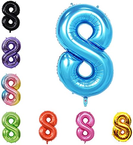 40 Inch Large Foil Helium Number Balloon Birthday Wedding Party 0-9 (Blue, 8)