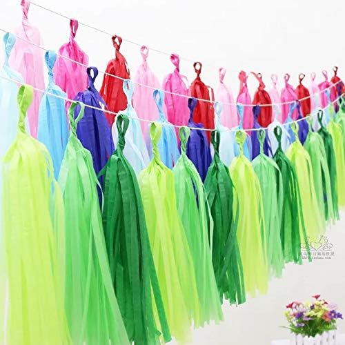 Tissue Paper Tassel DIY Hanging Paper Decorations Party Garland for Parties, Weddings, Festivals, Baby Showers - 20PCS (Green, 35CM)