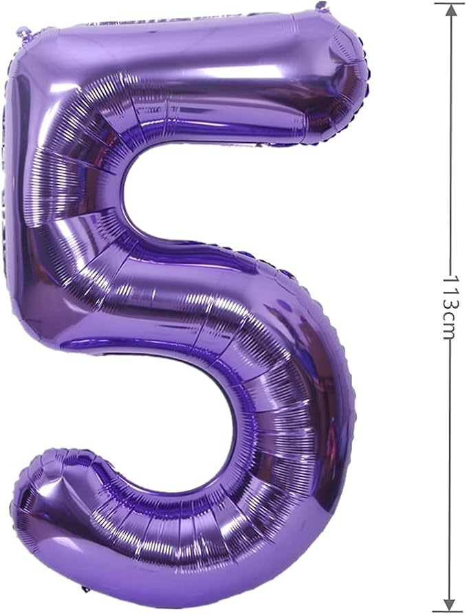 40 Inch Large Foil Helium Number Balloon Birthday Wedding Party 0-9 (Purple, 5)
