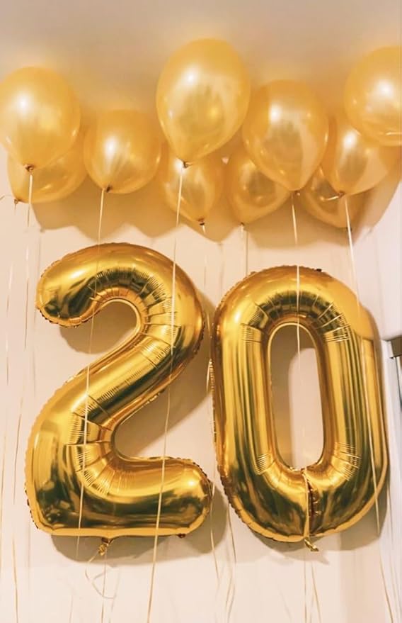 40 Inch 2 Birthday Balloons, Gold Two Number Balloons for Birthday Party Decoration, Foil Number Ballon for 2, 12, 20, 22, 2026 Celebration, Graduation, Baby Shower, Anniversary Decor