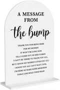 Baby in Bloom Shower Decorations, Baby Shower Sign, Newborn Gifts, Message From The Bump Signs, Modern Calligraphy Arched Acrylic Table Top Signs With Stand for Gender Reveal Party Decoration (White)