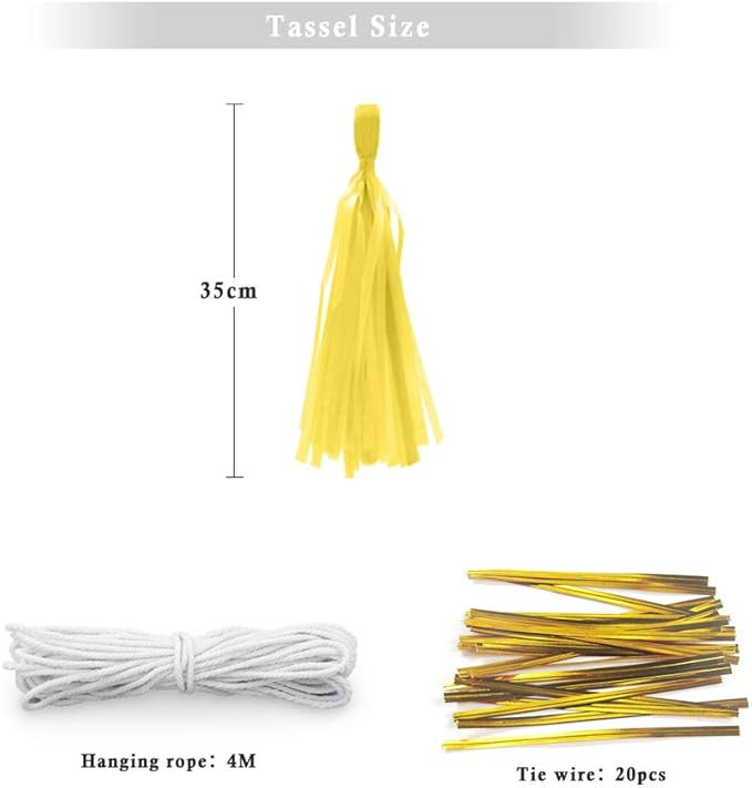 Yellow Tissue Paper Tassel Garland DIY Hanging Paper Decorations for Party, Wedding, Festival, Baby Shower - 20PCS (Deep Yellow-35CM)