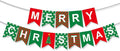 Merry Christmas Banner Decorations Red Green Xmas Paper Banner Sign Home Office Decor Banners Merry Christmas Party Decoration for Xmas Holiday Fireplace Wall Window Indoor Decor