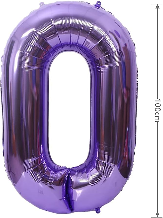 40 Inch Large Foil Helium Number Balloon Birthday Wedding Party 0-9 (Purple, 0)