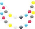 uxcell 2pcs Pom Pom Garland 6.6 Ft 30 Ball Colorful Felt Ball Garland for Wall Christmas Tree Decor Birthday Banner Easter Party Decoration, Blue, Rose Red, Grey, Yellow, White, Dark Grey