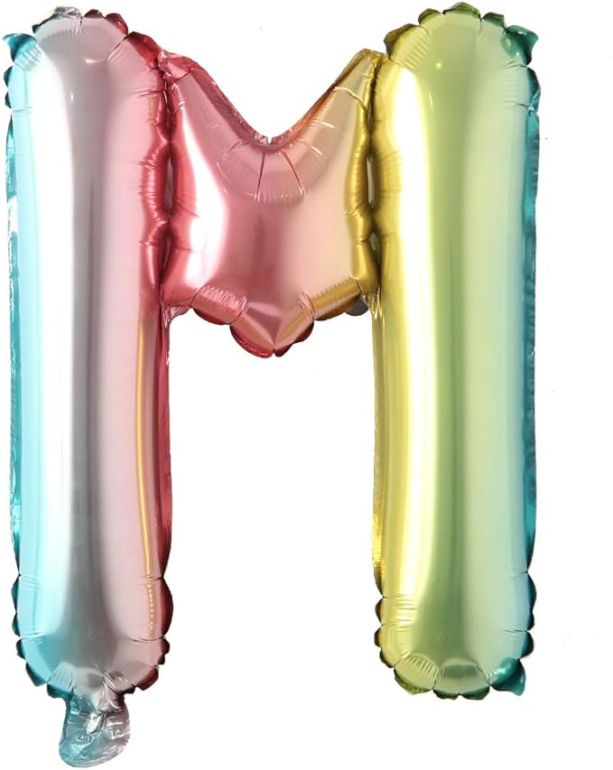 16 inch gradient rainbow Letter number balloons unicorn party foil balloon baby shower 1 birthday party decorations kids numbers Air ball (16 Inch Rainbow M)