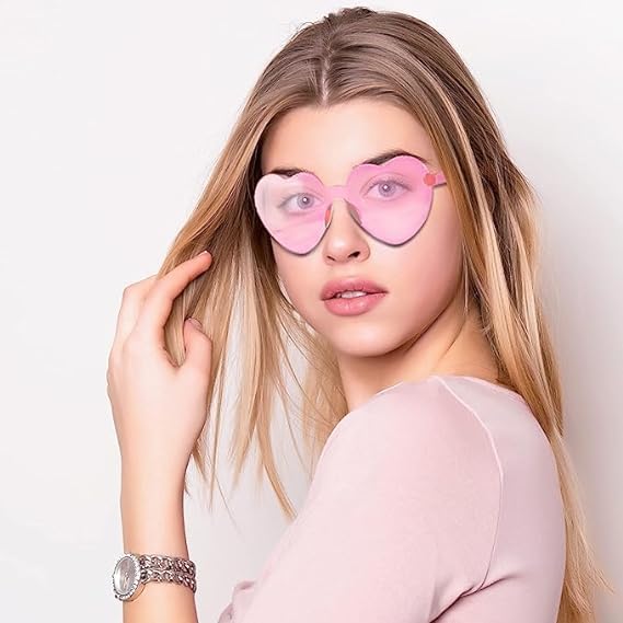 AEAHALY Heart Sunglasses for Women and Men Rimless Heart Shaped Sunglasses Bachelorette Bride Party Accessories