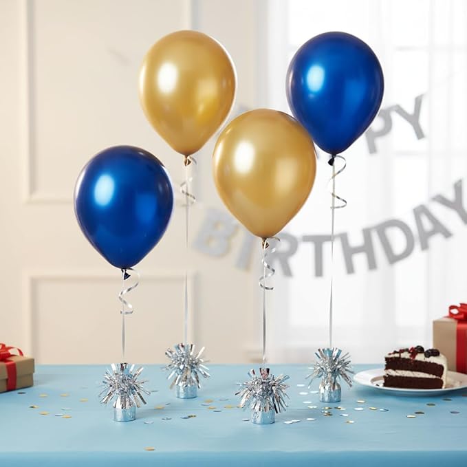 Aluminum Foil Balloon Weights for Parties (12 pcs) - 0.31lb (140g) Each - Premium Balloon Anchors for Birthday, Wedding, Dinner, Indoor & Outdoor Decorations(Silver 12pcs)