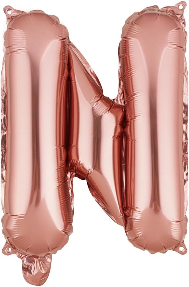 Restaurantware-Balloonify 16 Inch Letter Balloon, 1 Alphabet Party Balloon - Letter N, Self-Sealing, Rose Gold Foil Mylar Finish, Hanging Loop, Decoration For Birthday, Wedding, Or Graduation