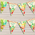 Luau Paradise Hawaiian Beach Lei Personalized Birthday Party Bunting - Hanging Party Decoration - Birthday Party Banner Garland | Decorative Party Supplies