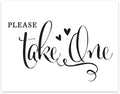 Andaz Press Wedding Party Signs, Formal Black and White, 8.5-inch x 11-inch, Please Take One Favors & Gifts Sign, 1-Pack