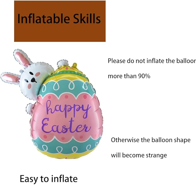 Bunny Eggs Balloons Easter Balloons Rabbit Egg Balloon for Easter Party Decorations Themed Party Bunny Birthday Party Decorations Decor Supplies Party Balloon Set 3pcs