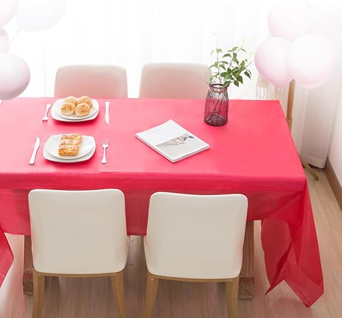 2 Pack Plastic Tablecloths Disposable Easter Party Table Covers Plastic Table Cloths BBQ Picnic Birthday Christmas Parties Covers Waterproof Oil-proof Table Cloth Thin Red Table Cloths 54 x 108 In