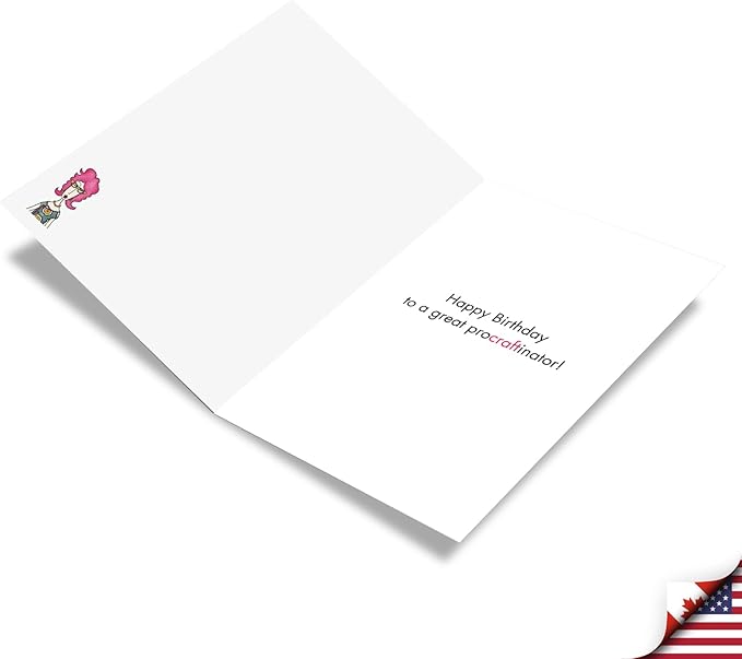 NobleWorks - 1 Funny Birthday Card for Women, Wife - Happy Bday Cartoon, Woman Notecard with Envelope - Procraftinating C3664BDG