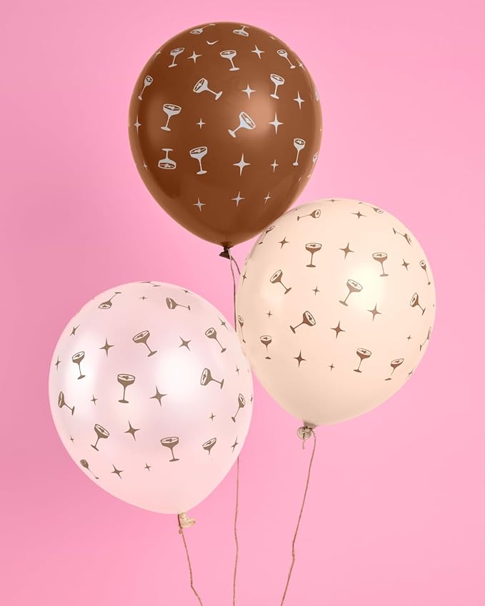 xo, Fetti Brown Espresso Martini Latex Balloons - 24 pk, 12" | Tini Bit Older Birthday, Love Is Brewing Decorations, Party Decor, Coffee Cocktail Gifts, Bachelorette Supplies