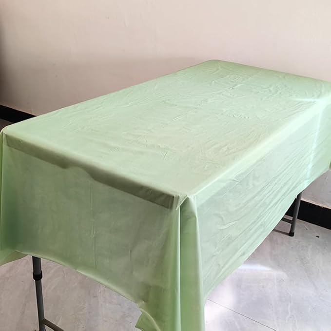 3 Pack Sega Green Disposable Tablecloth, 54" x 108" Plastic Table Covers, Decorative Rectangle Tablecloth for Parties, Events, Wedding, Inddors & Outdoors