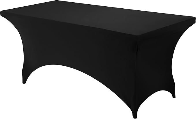 Utopia Kitchen Spandex Tablecloth 1 Pack [5FT, Black] Tight, Fitted, Washable and Wrinkle Resistant Stretch Rectangular Patio Table Cover for Event, Wedding, Banquet & Parties [60Lx30Wx30H Inch]