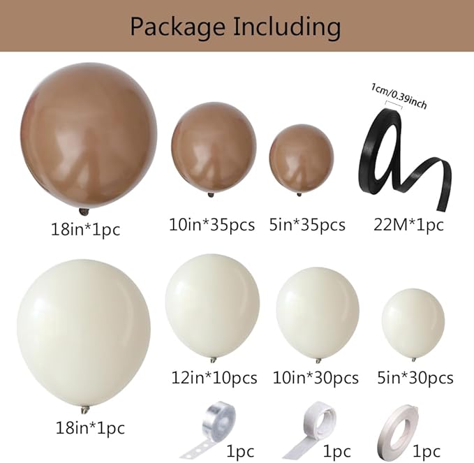 A Tini Bit Older Martini Balloon Garland Arch Kit, 146Pcs Brown Coffee Sand White Balloons with DIY Bow Ribbon for Girls Women Bachelorette Espresso Martini Themed Party Decorations