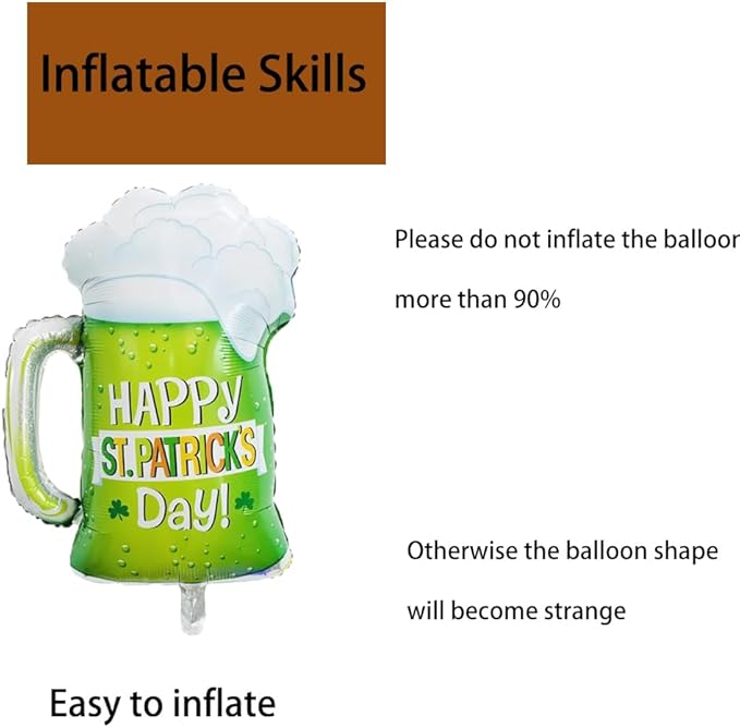 St. Patrick's Day Balloons Beer Mug Balloons Beer Glass Foil Balloon for St. Patrick's Day Party Decorations Beer Mug Themed Party Decorations Decor Supplies 3pcs