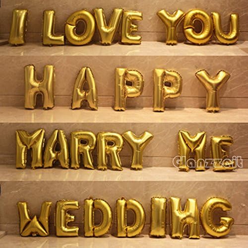 Glanzzeit 16 Inch Gold Balloons Decor Letters A to Z Numbers 0 to 9 for Wedding Prom Birthday Party (Letter U)