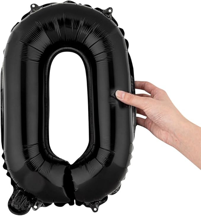Restaurantware-Balloonify 16 Inch Letter Balloon, 1 Alphabet Party Balloon - Letter O, Self-Sealing, Black Foil Mylar Finish, Hanging Loop, Decoration For Birthday, Wedding, Or Graduation