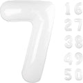 40 Inch White 7 Balloon Number Big Foil Helium Number Balloons 7 17 27 Birthday Party Decorations for Boy or Girl Huge Mylar Anniversary Party Supplies