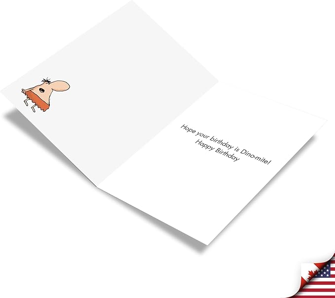 NobleWorks Hysterical Birthday Paper Card with 5 x 7 Inch Envelope (1 Card) for Men and Women, Dinosaur Barbecue C7888BDG