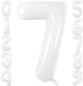 White Number Balloons 40 Inch Helium Mylar Number 7 Balloon for Birthday Party Anniversary Decoration (White, 7)