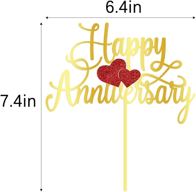 Kaoenla Happy Anniversary Cake Topper - Company Anniversary,Wedding Wedding Anniversary,Birthday Party Selected Decoration Supplies