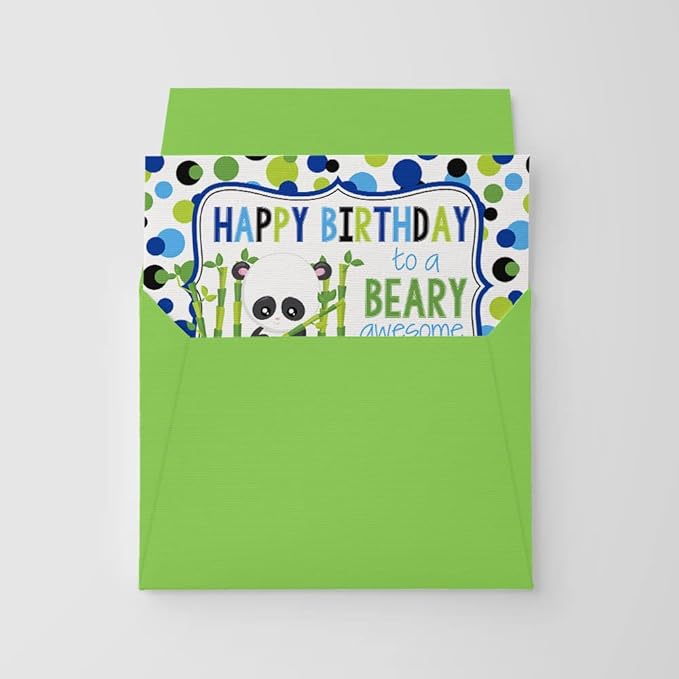 Amanda Creation BEARY Awesome Friend Panda Bear Themed Birthday Pun Themed Single All Occasion Blank Birthday Card To Send To Friends & Family, 4"x 6" (when folded) Fill In Greeting