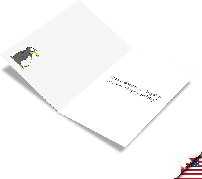 NobleWorks - 1 Happy Belated Birthday Card with Funny Cartoons - Mature Humor Notecard with Envelope, Celebrate Birthdays - Titanic Bump C7263BEG