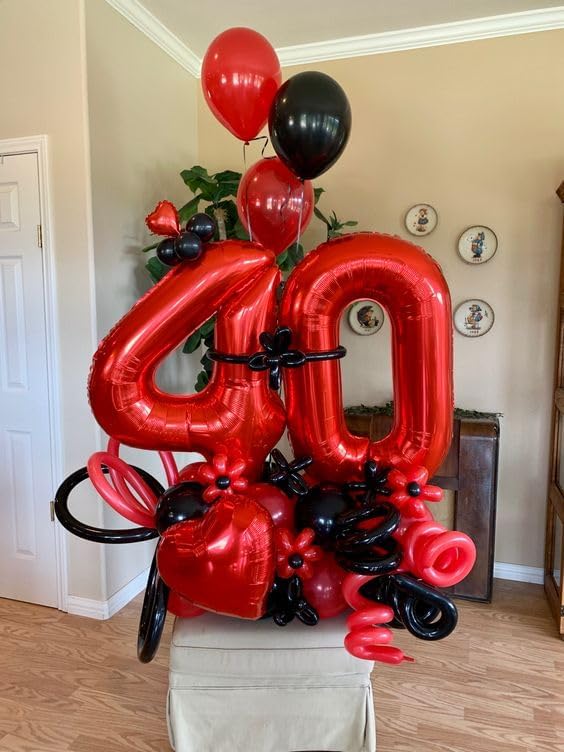 Red 6 Balloon, Number Balloon 40 Inch for Red Party Supplies 6th Balloons for Birthday, 6 Birthday Balloon, Number 6 Balloon