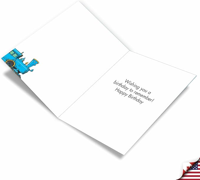 NobleWorks - Extra Large Funny Birthday Paper Card 8.5 x 11 Inch with Envelope (1 Pack) Oversize Jumbo Bday Old Little Engine J6955BDG
