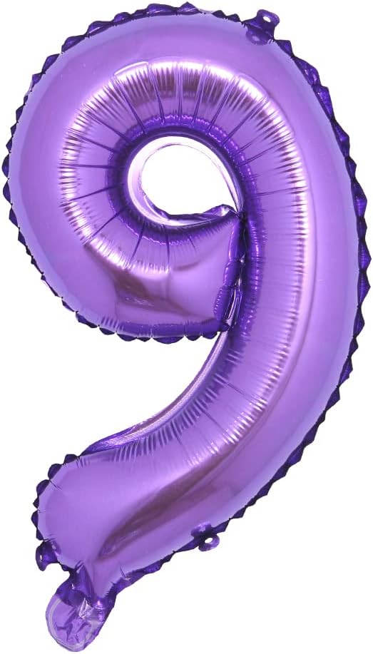 16 inch Purple Alphabet Letter and Number Balloons Set Package, Aluminum Hanging Foil Film Banner Mylar Balloon for Birthday Party Decoration Custom Word (A-Z, 0-9) (16 Inch Purple 9)
