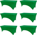 Table Covers for 6 Foot Tables, 6 Pack Emerald Green Washable and Wrinkle Resistant Stretch Tablecloths Rectangle 6ft for Events, Wedding, Banquets, Parties