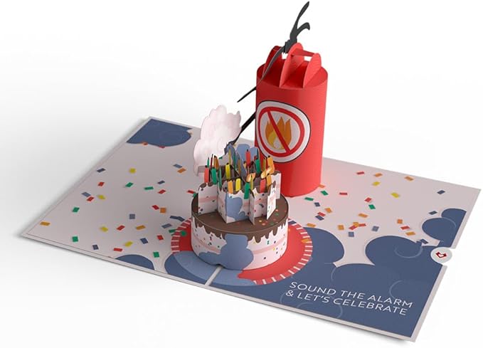 Lovepop Happy Birthday Pop-Up Card for Her and Him- 3D Humor Birthday Greeting Cards for Boys, Girls, Men, Women - Holy Smokes - 5" x 7" Fire Extinguisher Card- Blank Notecard & Envelope Included