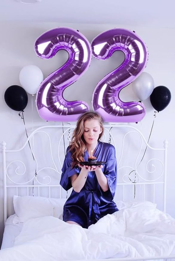 2 Numbers Balloon 40 Inch Purple Two Balloon Number Birthday Decor, 2nd 12 21st Party Celebration Decorations Graduations Wedding Baby Shower