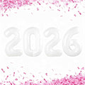 White 2026 Number Balloon, 40 Inch 2026 New Years Decorations, 2026 Balloons Numbers for New Years Eve Party Supplies,Graduation Parties