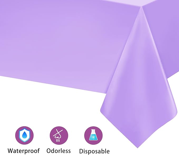 Kopokita 6PCS Light Purple Plastic Tablecloths 54 x 108 Inch, Disposable Table Cloths Rectangle Party Table Covers