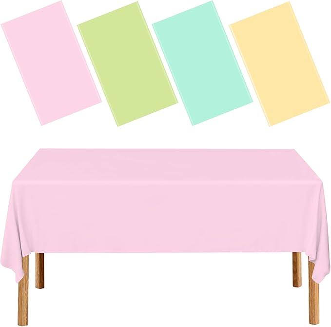 4 Pack Pastel Table Cloths for Parties,Pastel Plastic Tablecloth,54x108 Inch Disposable Rainbow Rectangle Table Cover for Birthday Wedding Baby Shower Party Decoration