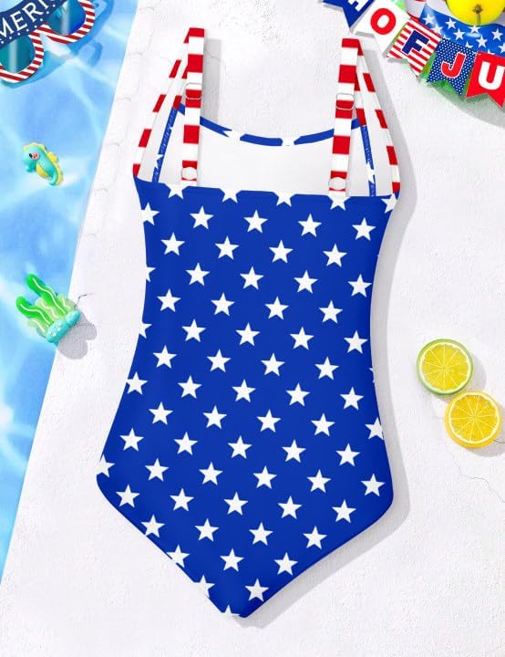 Girl Swimsuit One Piece Bathing Suit for Girls Solid Color Ruched Adjustable Straps Padded Swimwear 9-16y