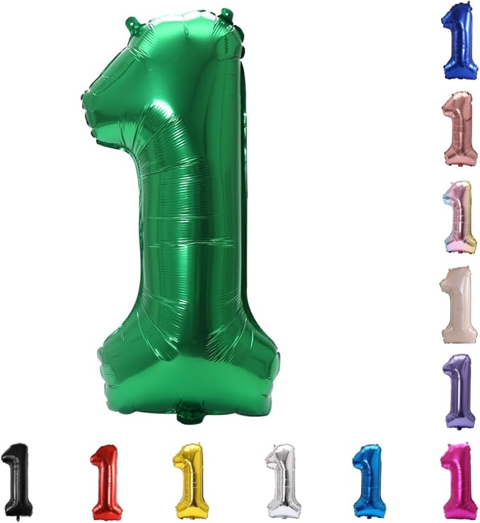YPSelected 32 Inch Large Foil Helium Number Balloon Birthday Wedding Party 0-9 (Green, 1)